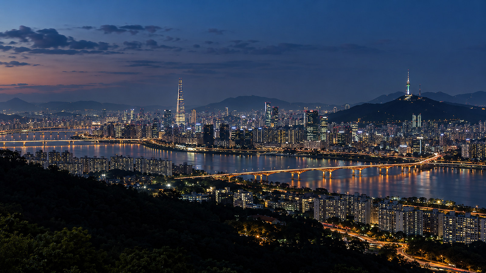 AI 生成的首尔夜景示意图